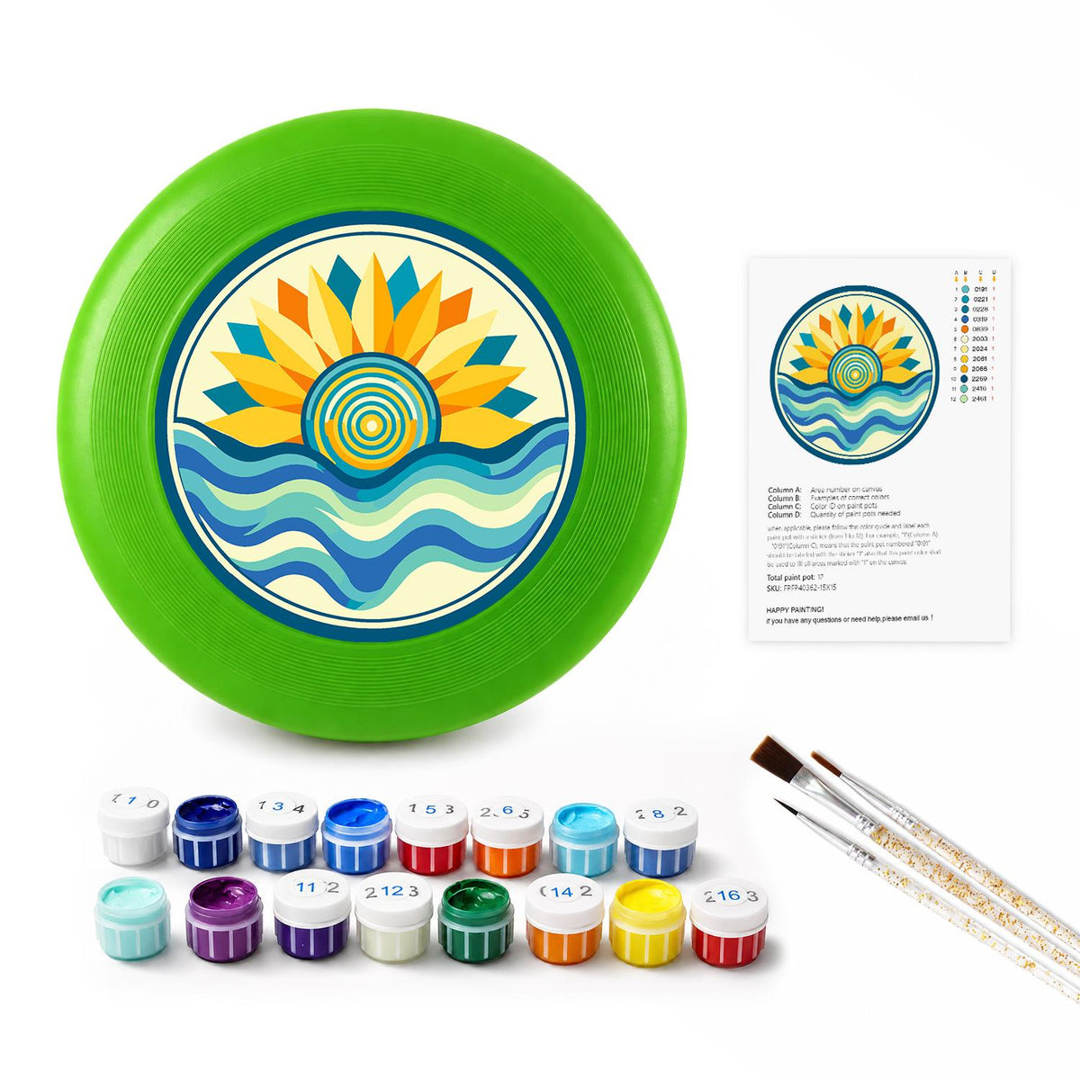 Sunflower over Blue Waves (Paint by Numbers Flying Disc)