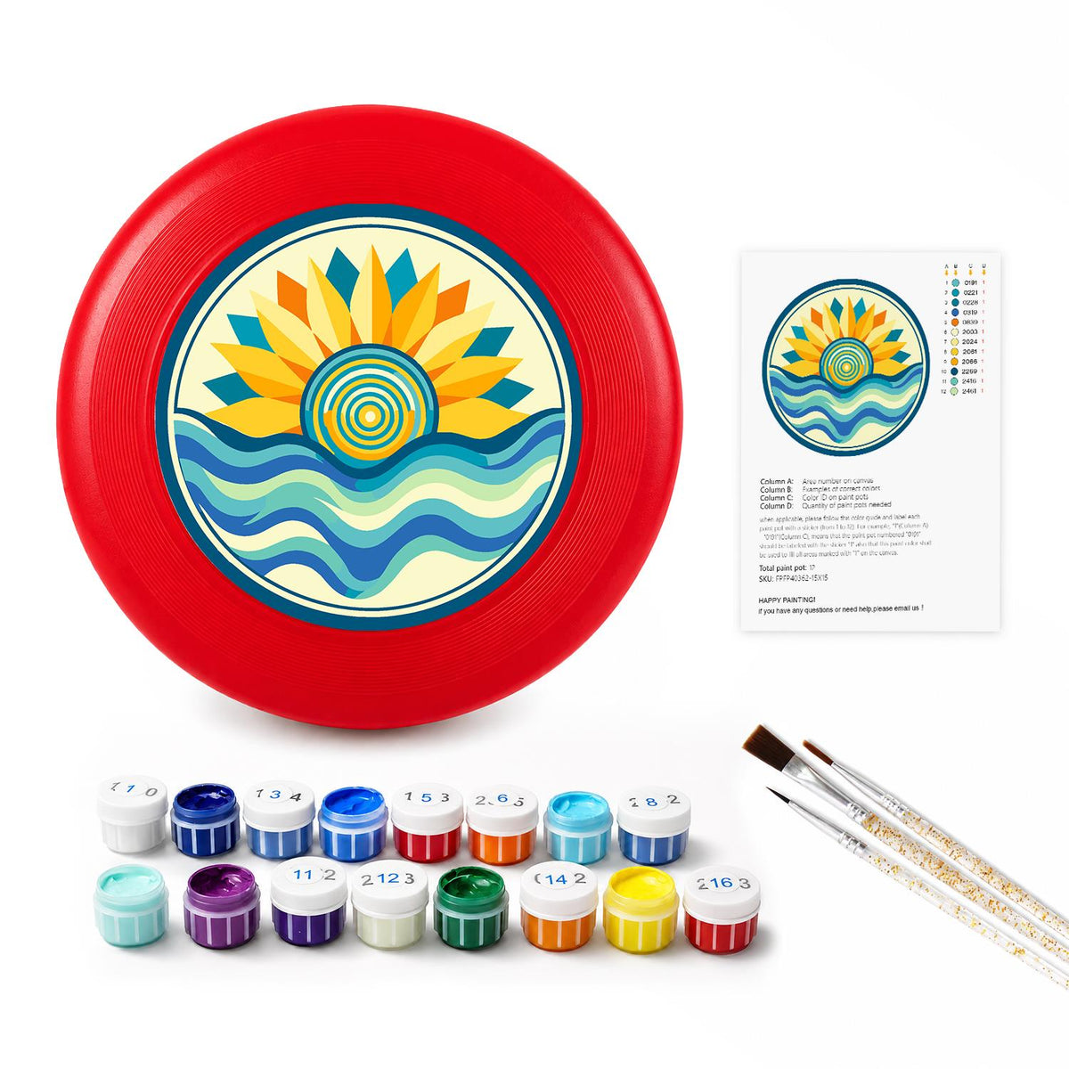 Sunflower over Blue Waves (Paint by Numbers Flying Disc)
