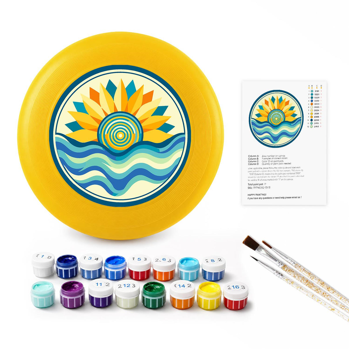 Sunflower over Blue Waves (Paint by Numbers Flying Disc)