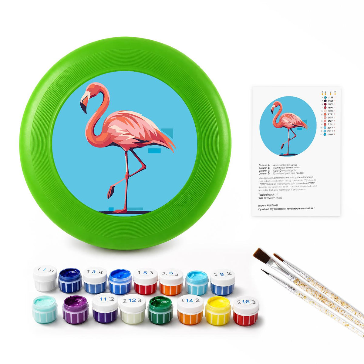 Flamingo Portrait (Paint by Numbers Flying Disc)