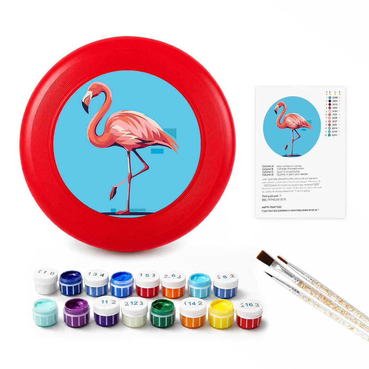 Flamingo Portrait (Paint by Numbers Flying Disc)