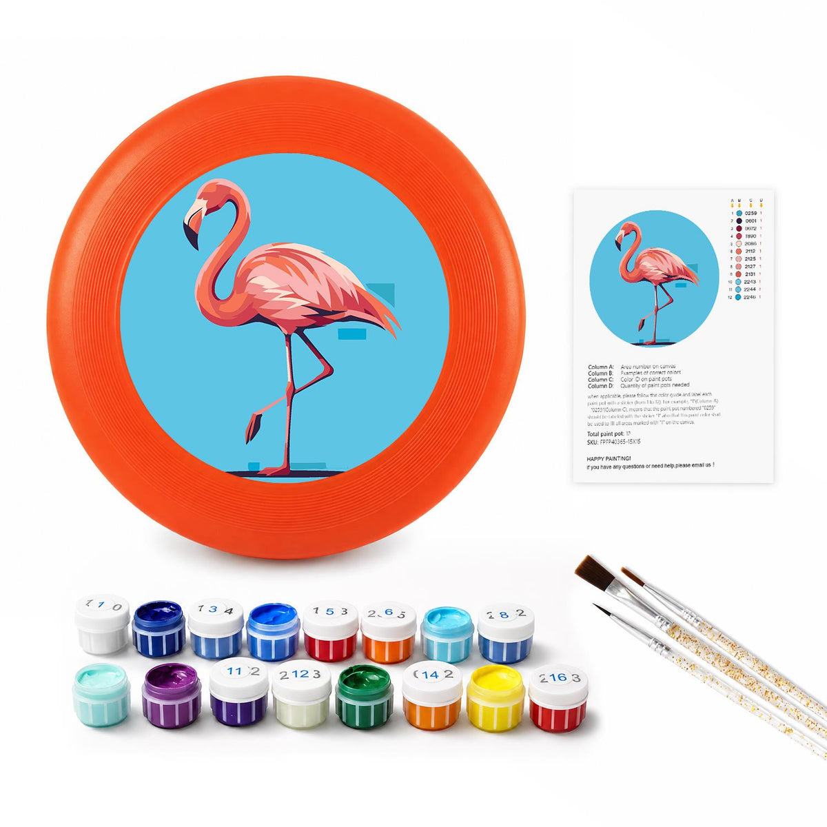 Flamingo Portrait (Paint by Numbers Flying Disc)