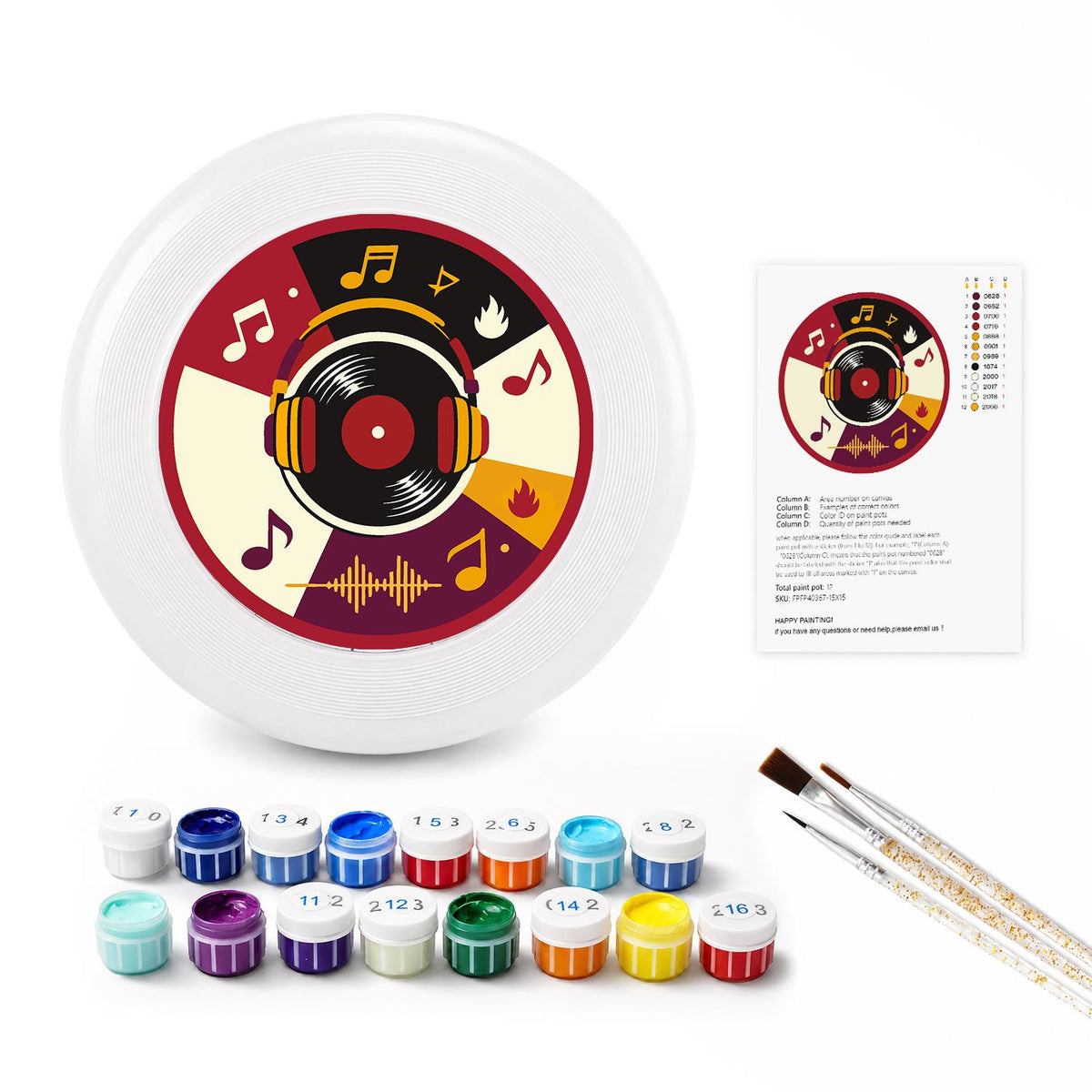 Vinyl Record and Music (Paint by Numbers Flying Disc)