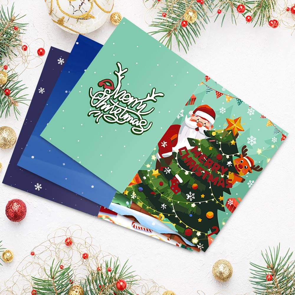 Midnight Blue Santa and Helpers paint by numbers Christmas cards – image 3