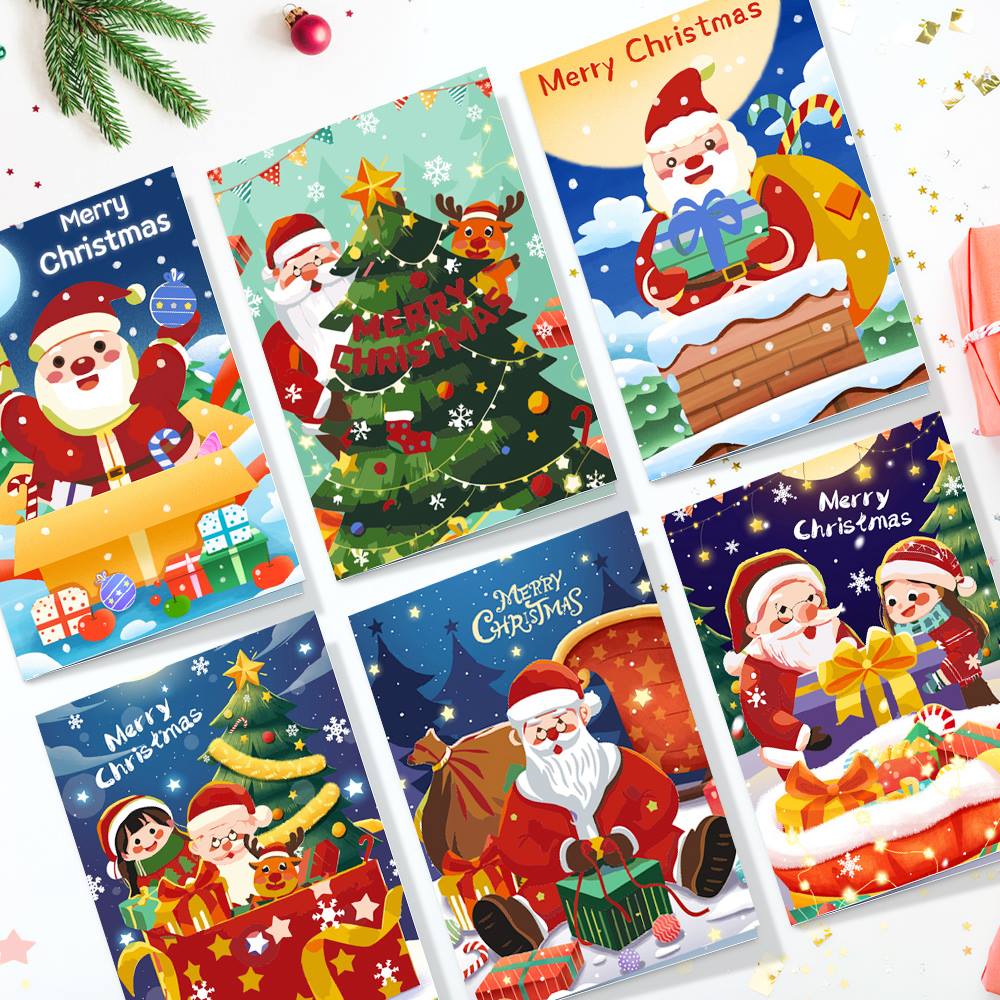 Midnight Blue Santa and Helpers paint by numbers Christmas cards – image 6
