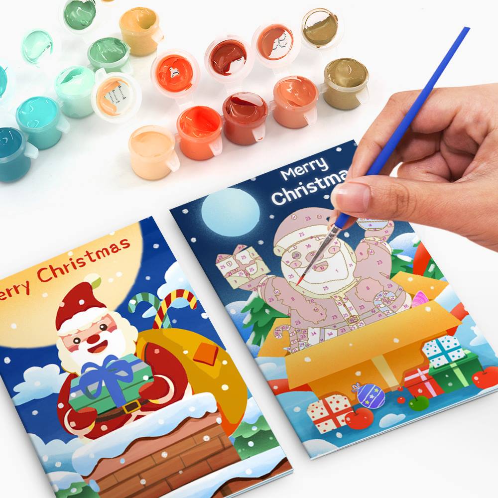 Midnight Blue Santa and Helpers paint by numbers Christmas cards – image 8