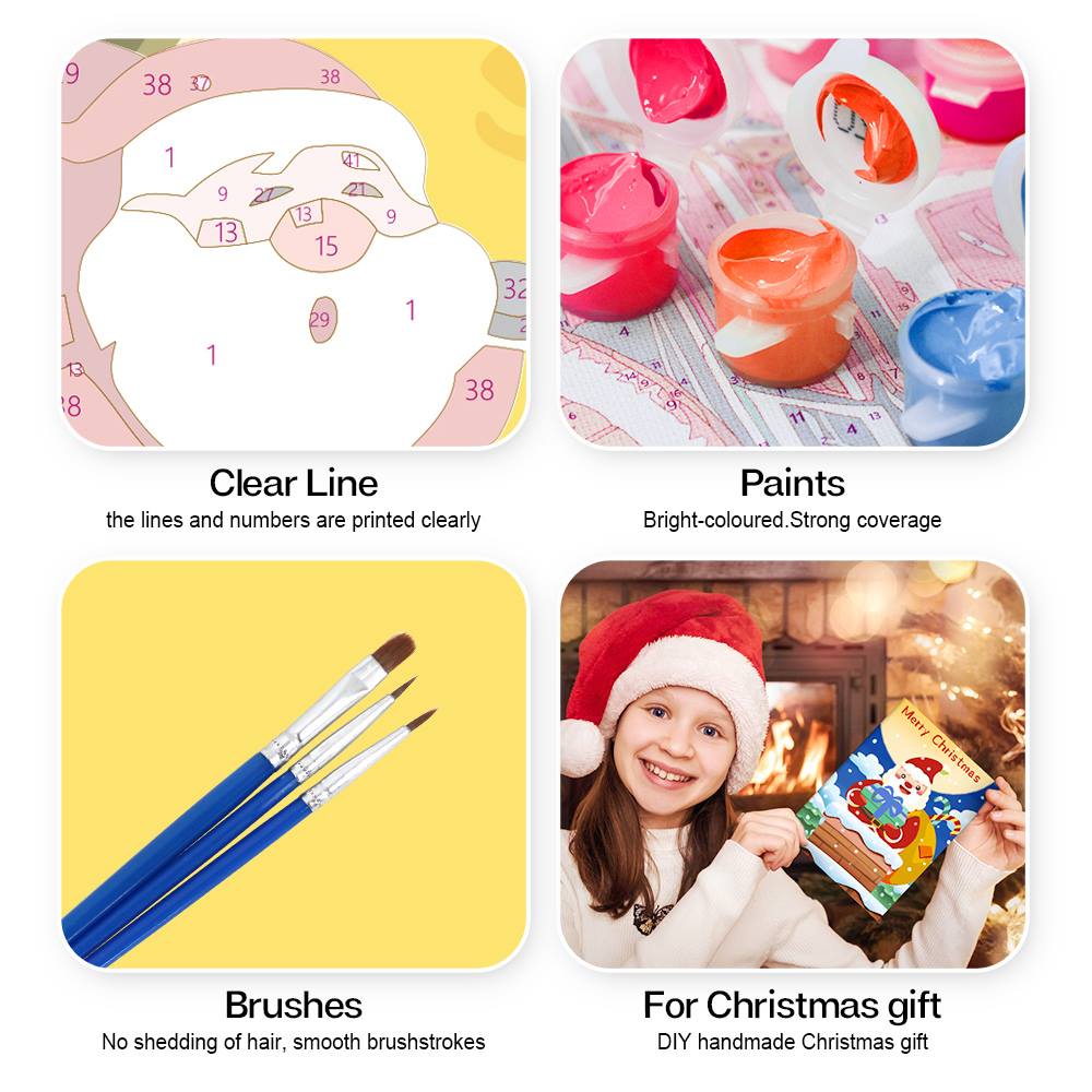 Midnight Blue Santa and Helpers paint by numbers Christmas cards – image 11