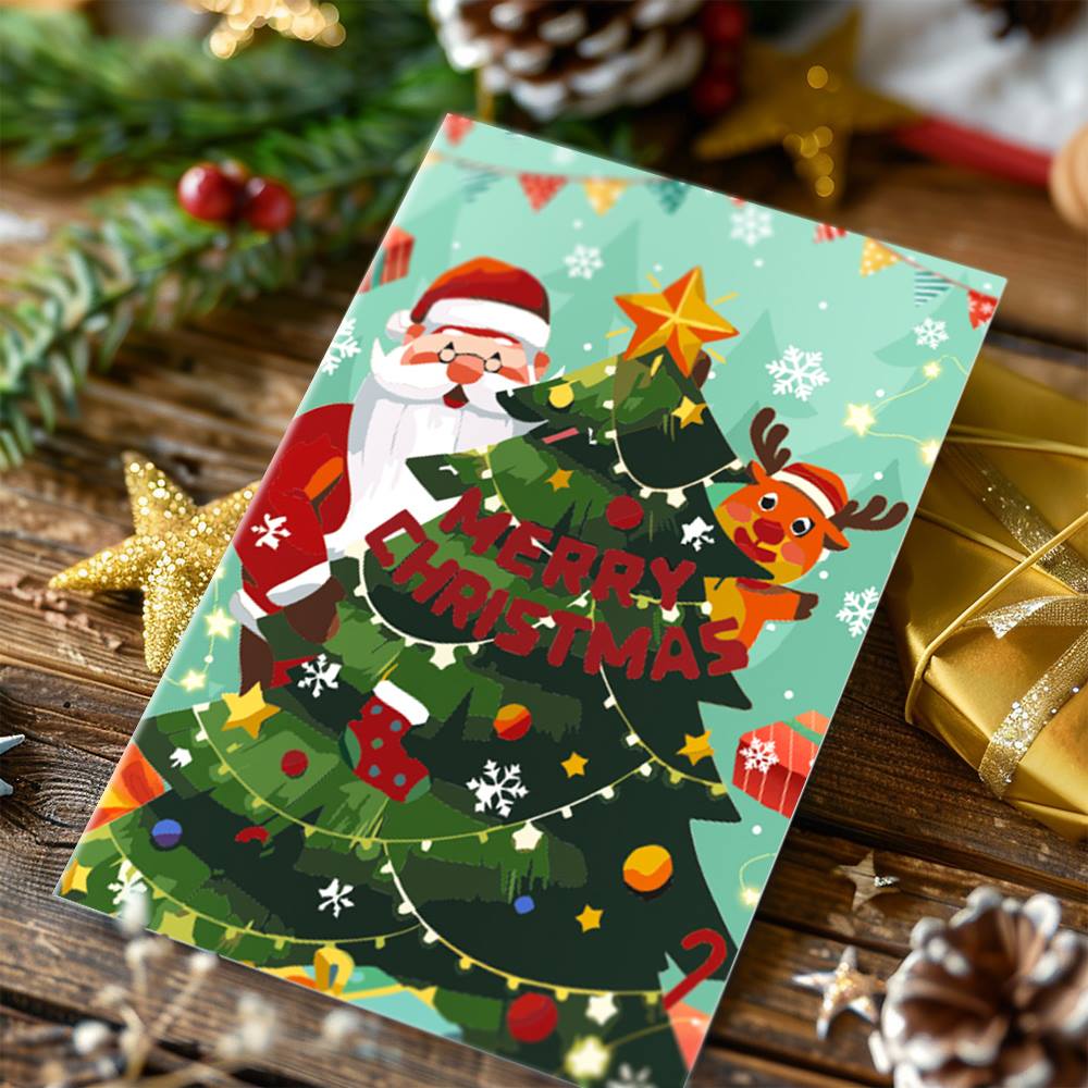 Midnight Blue Santa and Helpers paint by numbers Christmas cards – image 14