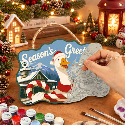 Candy Cane Goose at the Station paint by numbers hanging sign – image 7