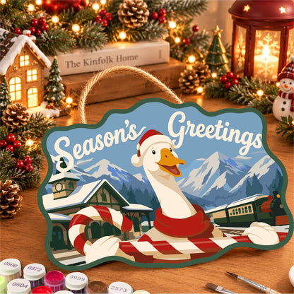 Candy Cane Goose at the Station paint by numbers hanging sign – image 8