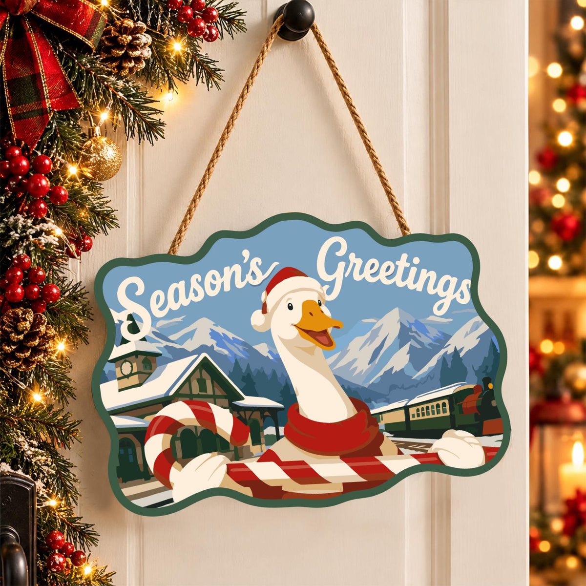 Candy Cane Goose at the Station paint by numbers hanging sign – image 16