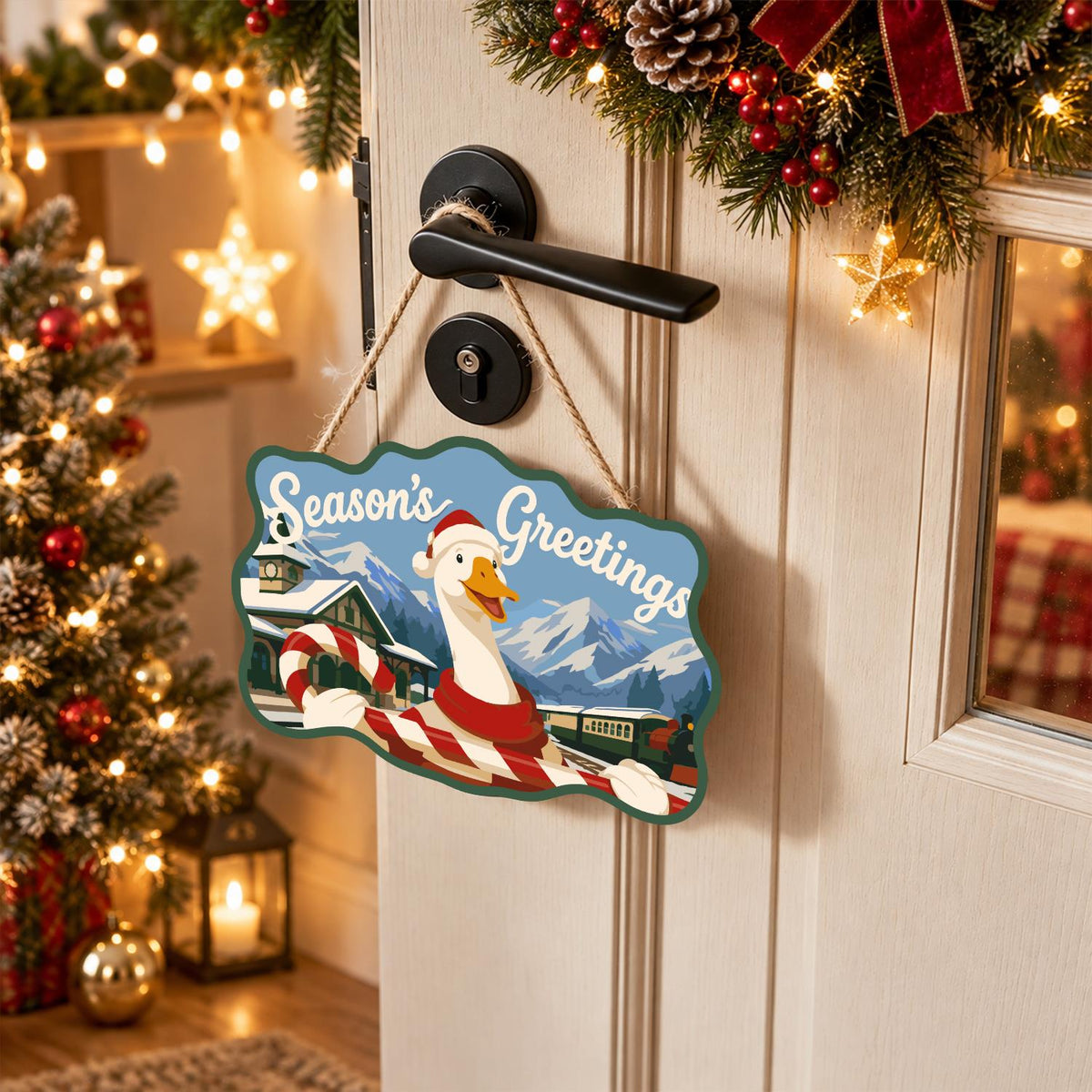 Candy Cane Goose at the Station paint by numbers hanging sign – image 18
