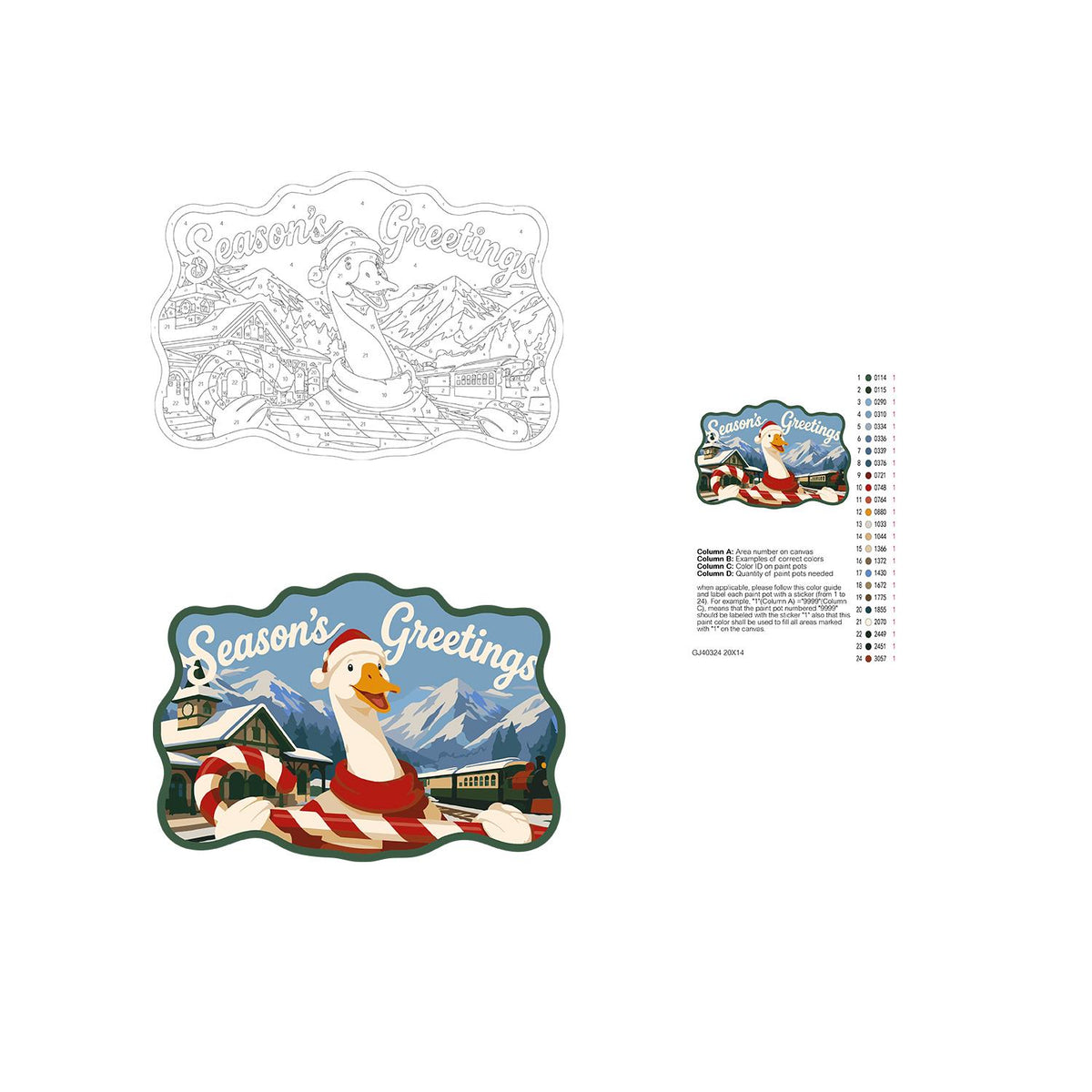 Candy Cane Goose at the Station paint by numbers hanging sign – image 19