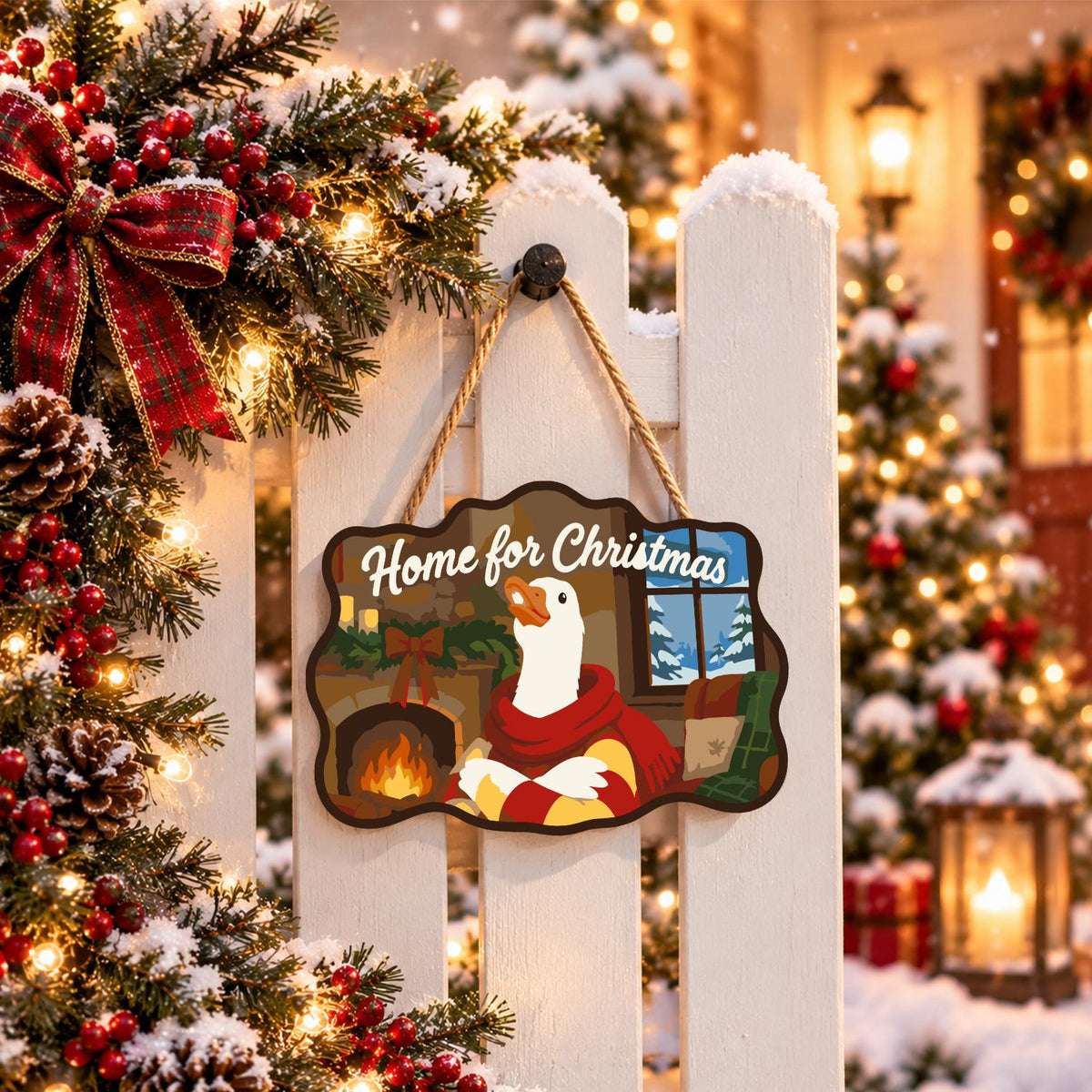 Fireside Goose in Red Scarf paint by numbers hanging sign – image 15