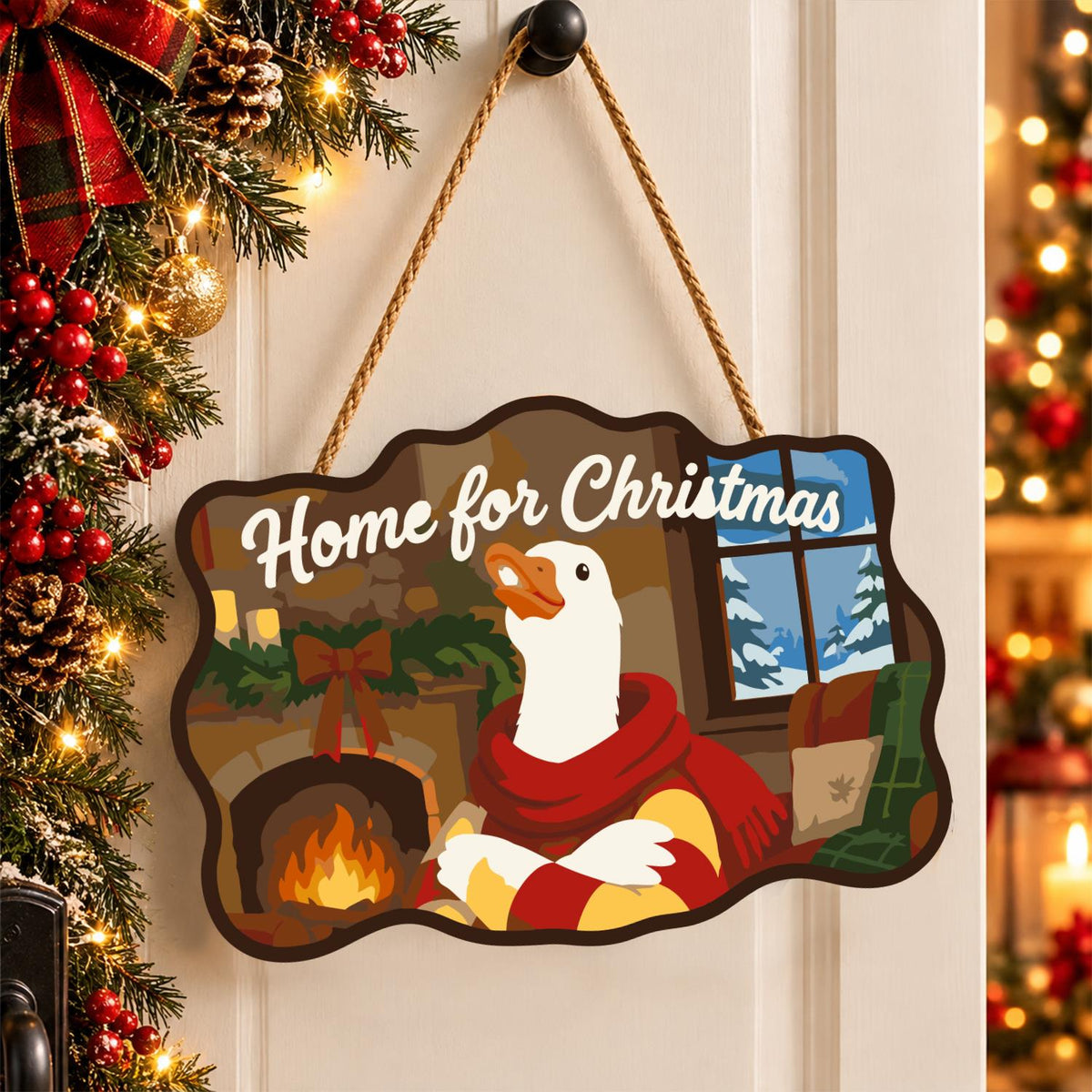 Fireside Goose in Red Scarf paint by numbers hanging sign – image 16