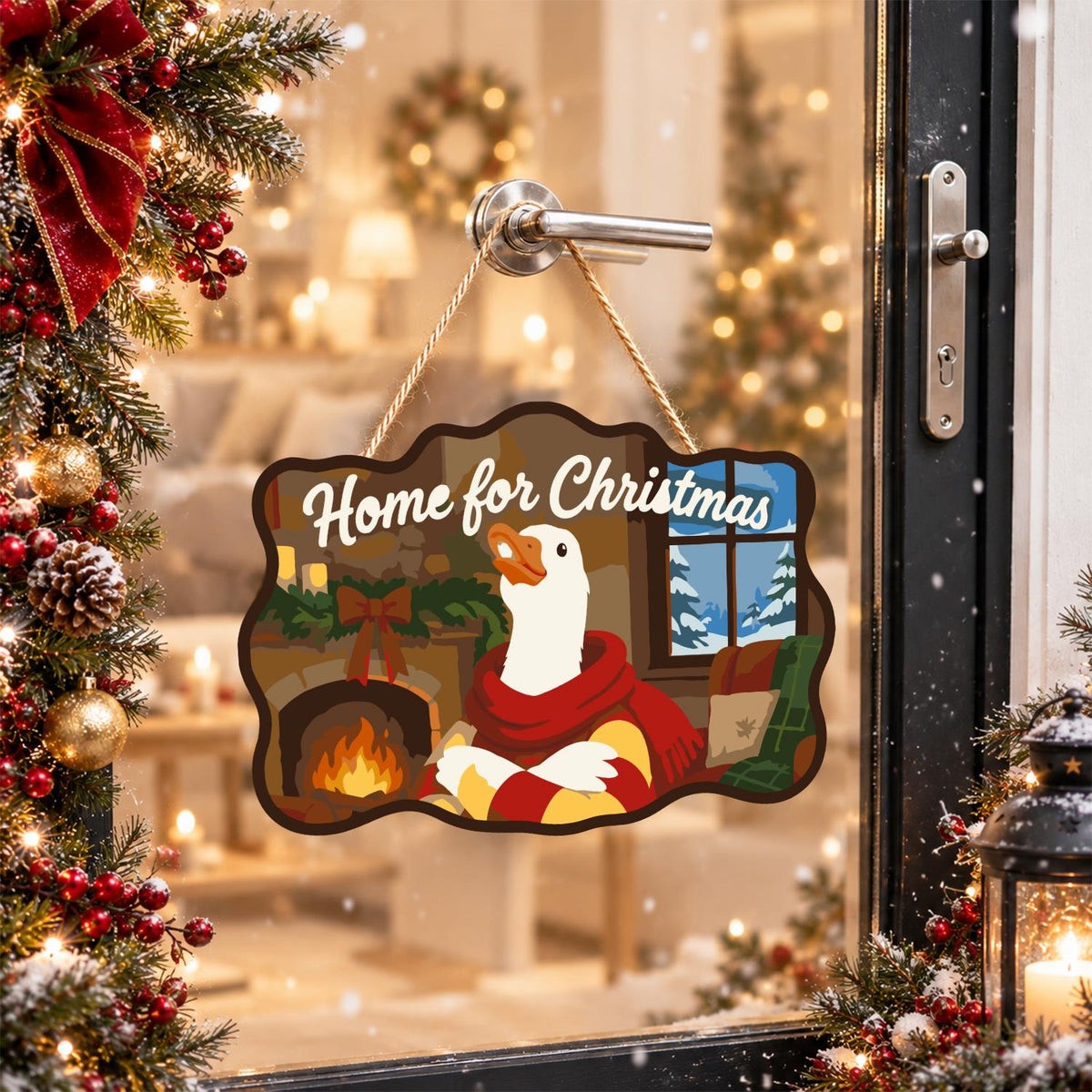Fireside Goose in Red Scarf paint by numbers hanging sign – image 17