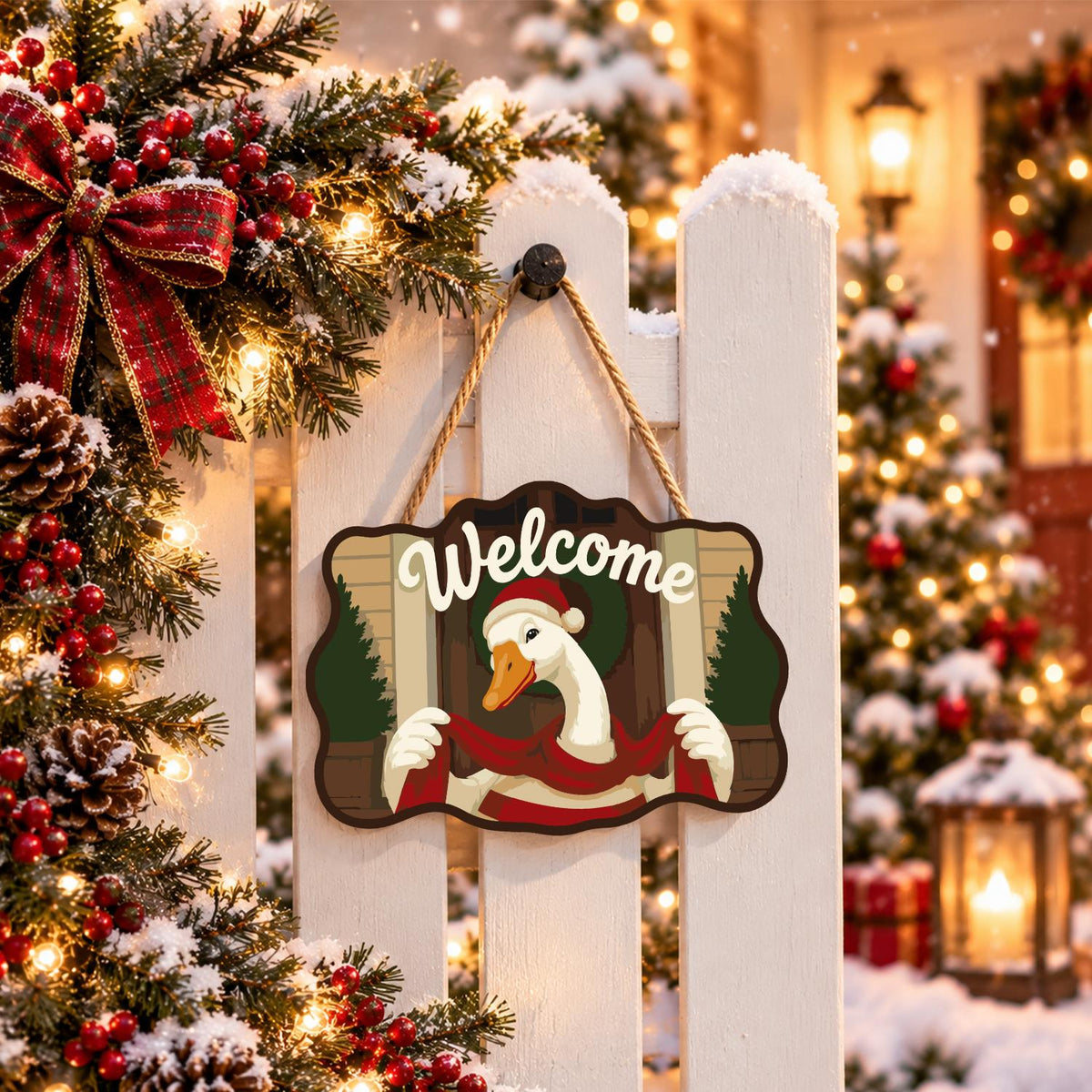 Peekaboo Goose with Wreath paint by numbers hanging sign – image 15