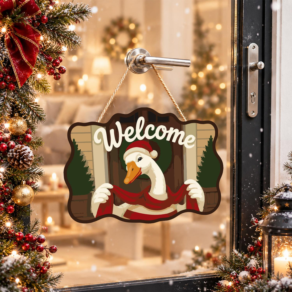 Peekaboo Goose with Wreath paint by numbers hanging sign – image 17