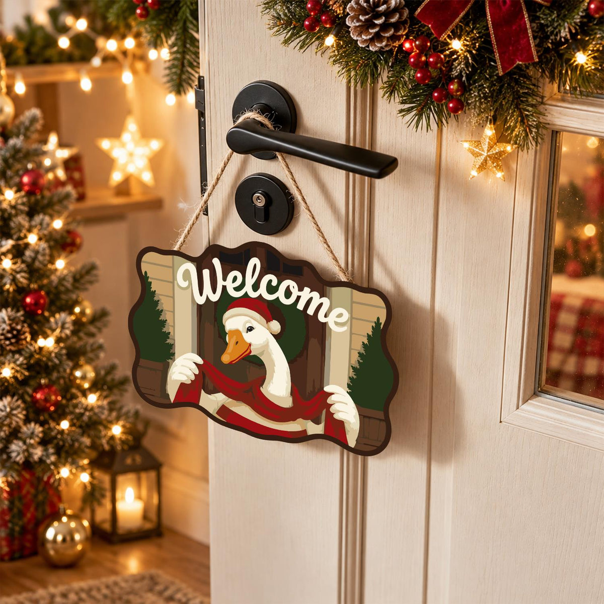 Peekaboo Goose with Wreath paint by numbers hanging sign – image 18