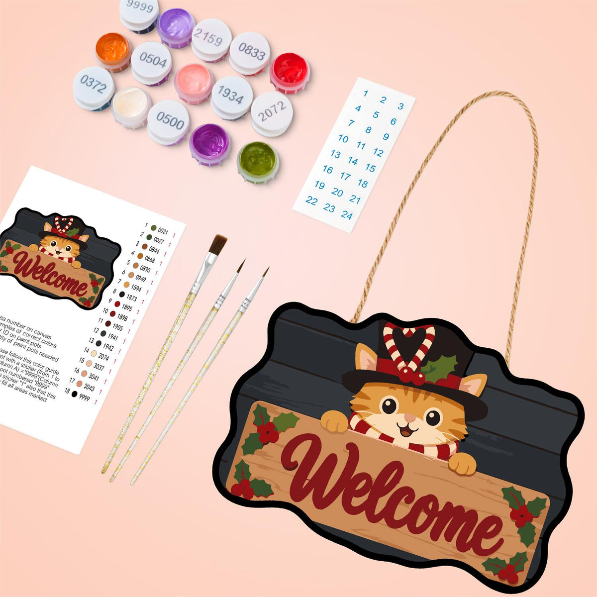Top-Hatted Ginger Cat paint by numbers hanging sign – image 4