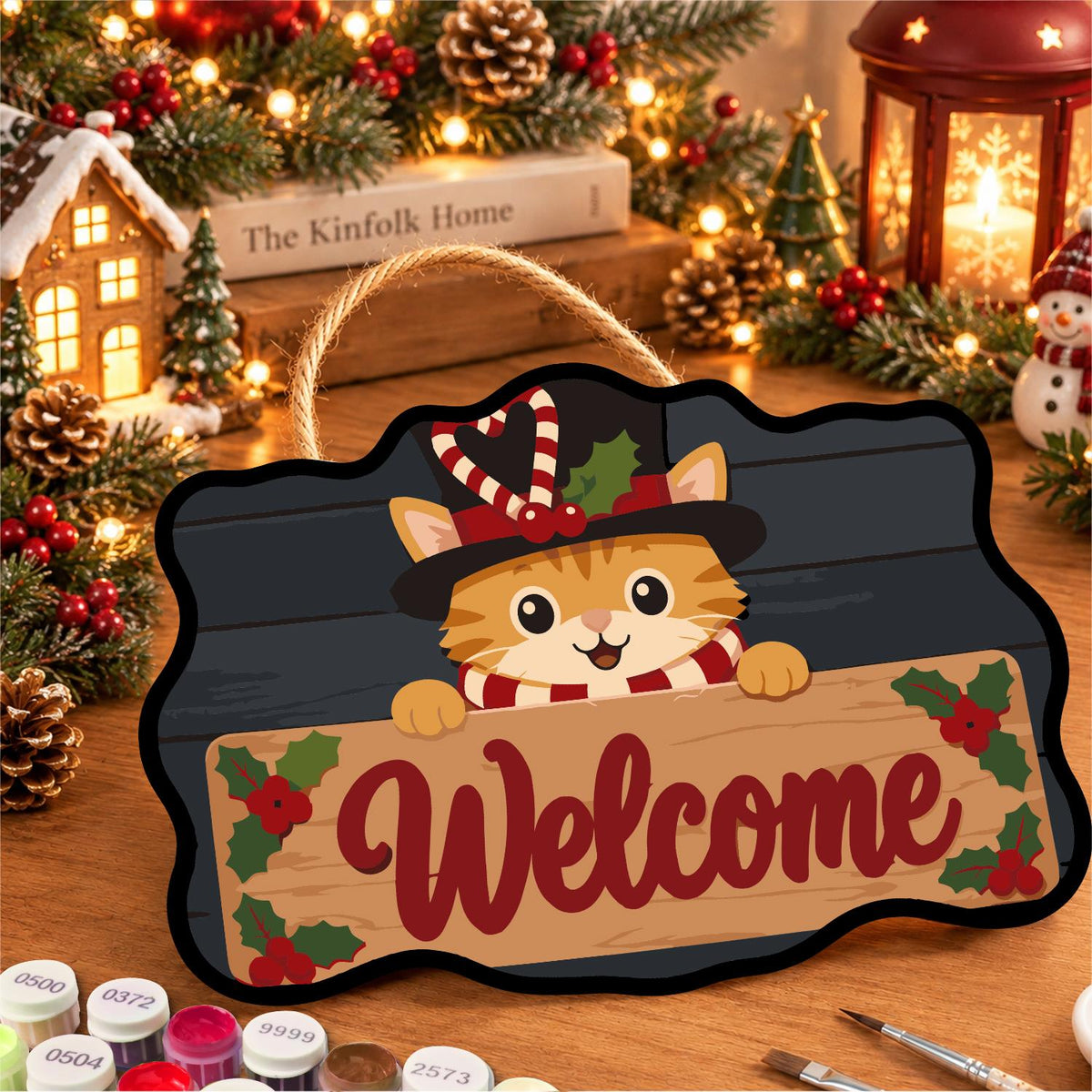 Top-Hatted Ginger Cat paint by numbers hanging sign – image 8