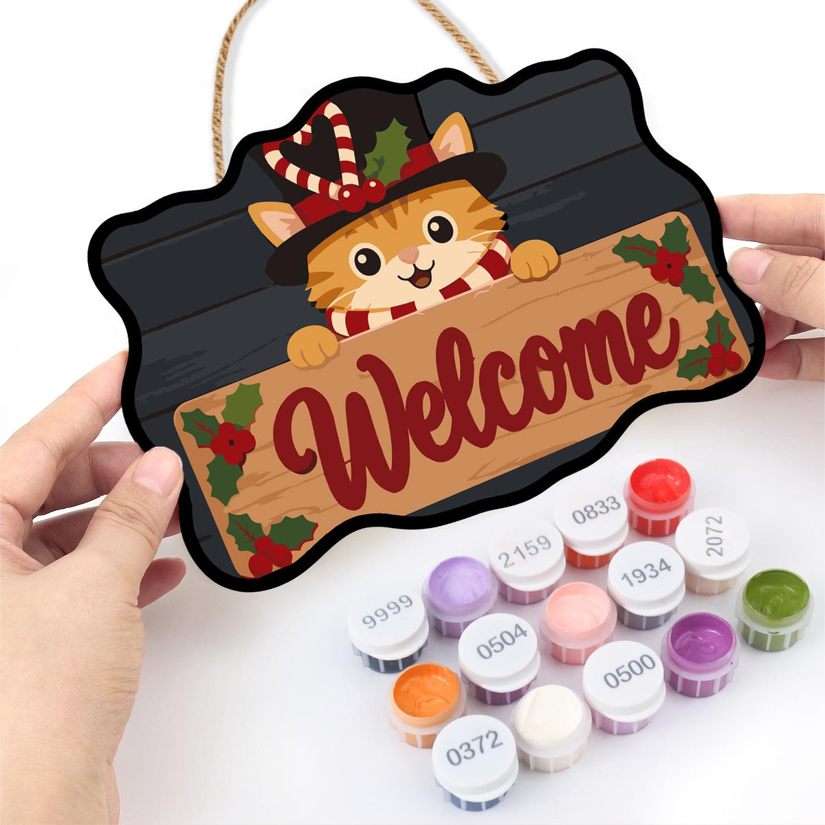 Top-Hatted Ginger Cat paint by numbers hanging sign – image 9