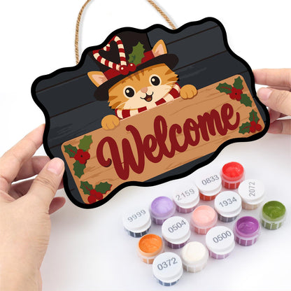 Top-Hatted Ginger Cat paint by numbers hanging sign – image 9