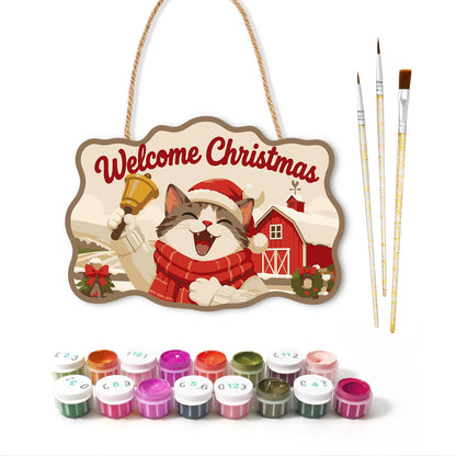 Bell-Ringing Cat by Red Barn paint by numbers hanging sign – image 2