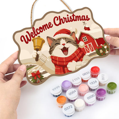Bell-Ringing Cat by Red Barn paint by numbers hanging sign – image 9