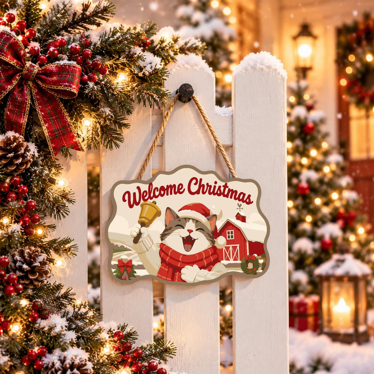Bell-Ringing Cat by Red Barn paint by numbers hanging sign – image 15