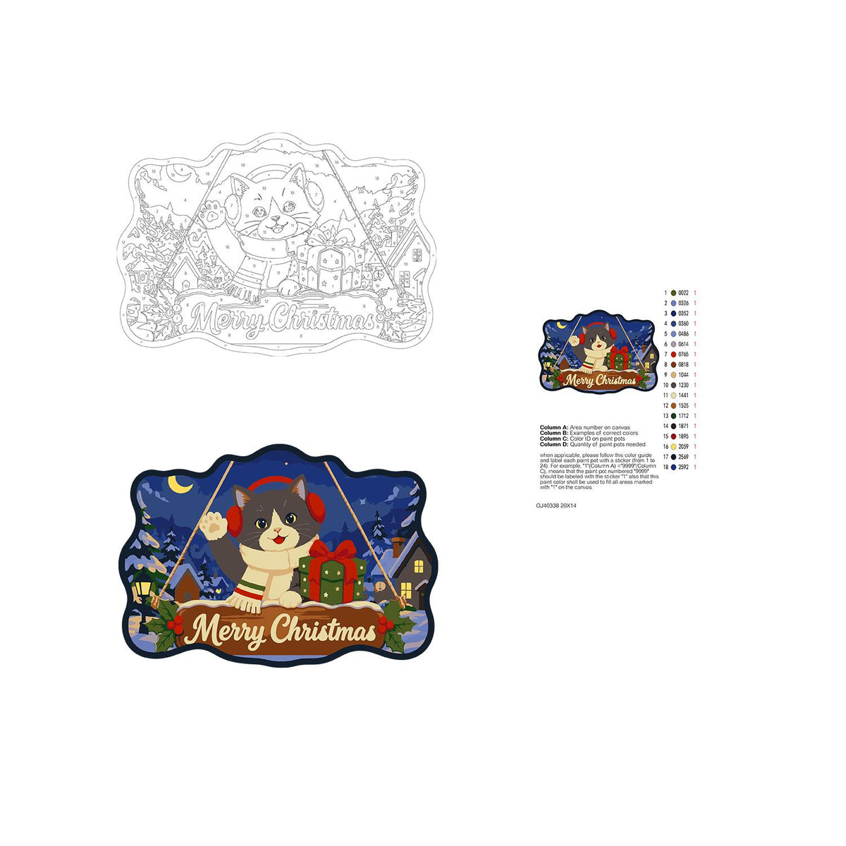 Earmuffed Cat on a Moonlit Night paint by numbers hanging sign – image 19