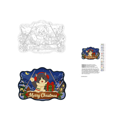 Earmuffed Cat on a Moonlit Night paint by numbers hanging sign – image 19
