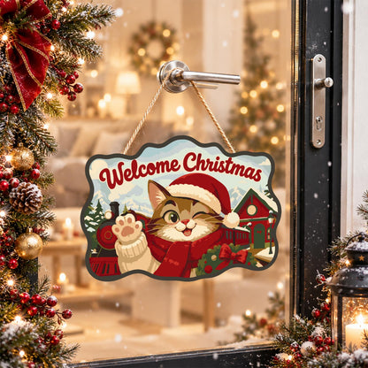 Waving Cat by the Steam Train paint by numbers hanging sign – image 17