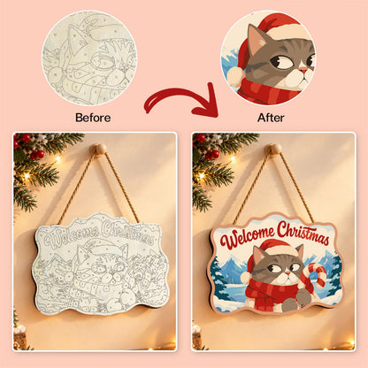 Side-Eye Tabby with Candy Cane paint by numbers hanging sign – image 10