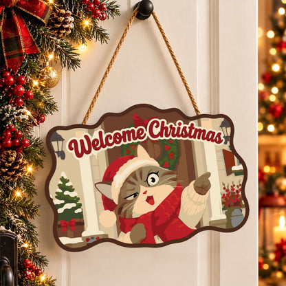 Pointing Tabby on Wreathed Porch paint by numbers hanging sign – image 16