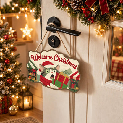 Startled Cat with Gift Stack paint by numbers hanging sign – image 18