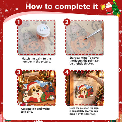 Steam Train Santa Pup paint by numbers hanging sign – image 6
