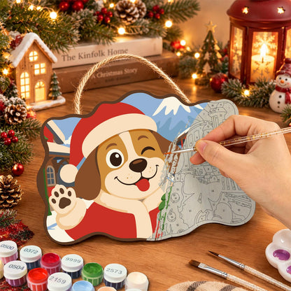Steam Train Santa Pup paint by numbers hanging sign – image 7