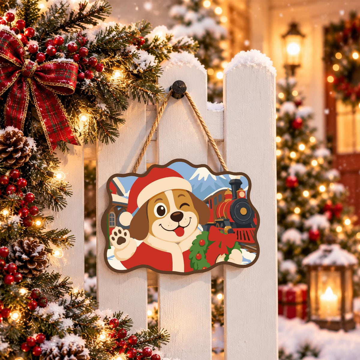Steam Train Santa Pup paint by numbers hanging sign – image 15