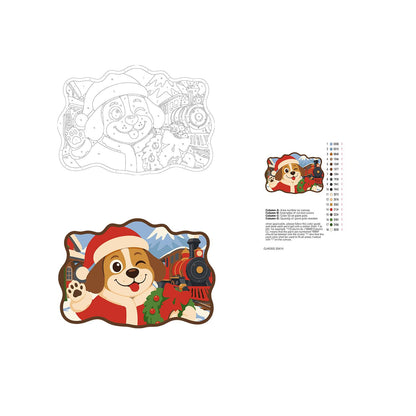 Steam Train Santa Pup paint by numbers hanging sign – image 19