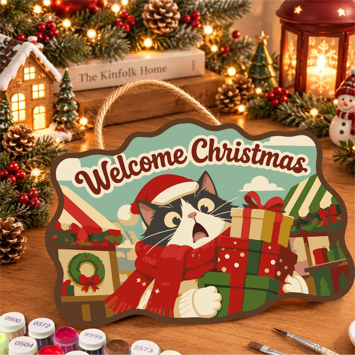 Tuxedo Cat Gift Delivery paint by numbers hanging sign – image 8