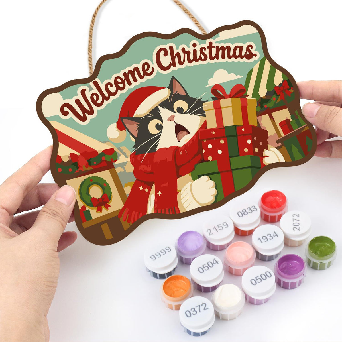 Tuxedo Cat Gift Delivery paint by numbers hanging sign – image 9
