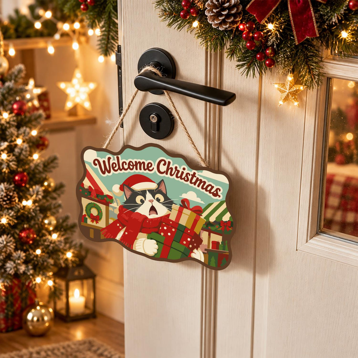 Tuxedo Cat Gift Delivery paint by numbers hanging sign – image 18