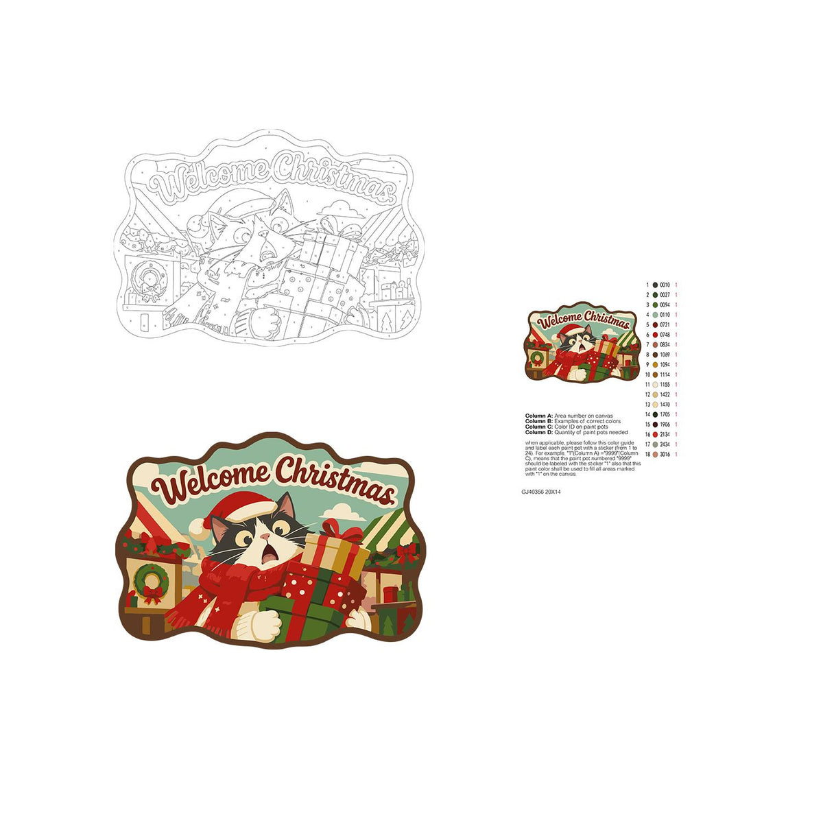 Tuxedo Cat Gift Delivery paint by numbers hanging sign – image 19