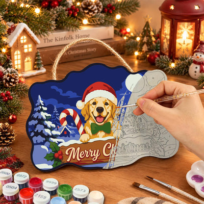 Candy Cane Retriever Village paint by numbers hanging sign – image 7