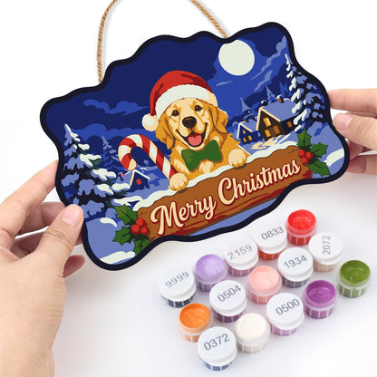 Candy Cane Retriever Village paint by numbers hanging sign – image 9