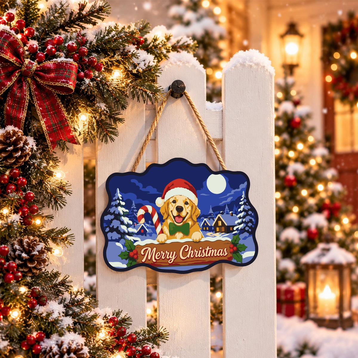 Candy Cane Retriever Village paint by numbers hanging sign – image 15