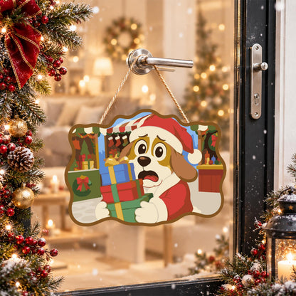Flustered Pup with Gift Stack paint by numbers hanging sign – image 17