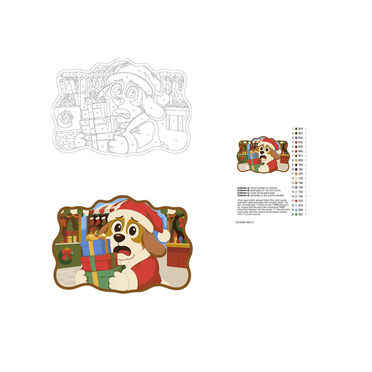 Flustered Pup with Gift Stack paint by numbers hanging sign – image 19