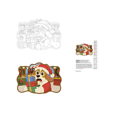 Flustered Pup with Gift Stack paint by numbers hanging sign – image 19
